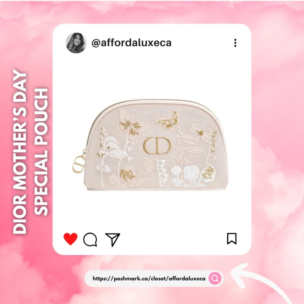 Dior Beige Floral Embroidered Cosmetic Case
